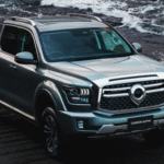 GWM Cannon Alpha luxury pickup truck interior in Pakistan showing touchscreen and leather seats